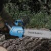 УЦЕНКА! Цепная пила с шиной 12 дюймов и 2 аккумуляторами 48В в кейсе Electric Saw Blue (Без зарядки 3443)