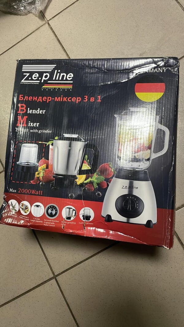 УЦЕНКА! Блендер с кофемолкой и мясорубкой со стеклянной чашей 3в1 Zepline ZP-081 (Плохая упаковка 3398)