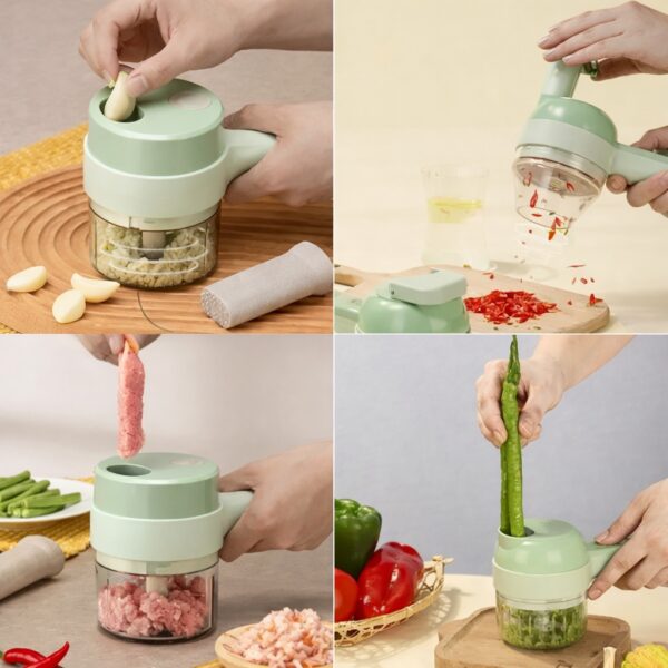 УЦЕНКА! Ручной электрический измельчитель для овощей 4 в 1 Food Chopper Catling (Плохая упаковка 3425)