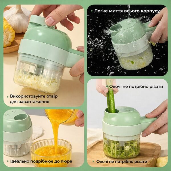 УЦЕНКА! Ручной электрический измельчитель для овощей 4 в 1 Food Chopper Catling (Плохая упаковка 3425)
