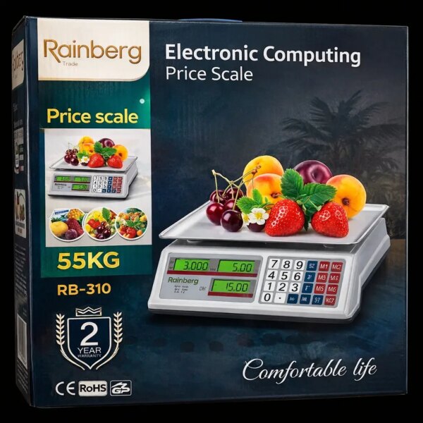 УЦЕНКА! Весы торговые электронные Rainberg RB-310 до 55 кг с подсчетом стоимости (Плохая упаковка, повреждение корпуса 3455)