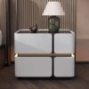 Прикрованная тумба с сенсорной LED-подсветкой, USB и Bluetooth SZXF01, из экокожи, белая