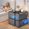 Умная прикроватная тумба SZXF01 с Bluetooth-колонкой, USB и сенсорной подсветкой, 2 выдвижных ящика, МДФ/экокожа, серая