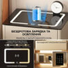 Умная прикроватная тумба XF01 со встроенным сейфом, беспроводной зарядкой и Bluetooth, белая экокожа / стекло