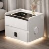 Умная расстраиваемая тумба YJXF01 White со встроенным сейфом, беспроводной зарядкой и Bluetooth-колонкой (Белая экокожа)