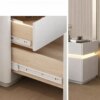 Тумба из экокожи XXF02 Белая с LED подстветкой, сейфом, беспроводная зарядка, Bluetooth-аудио 40х40х51