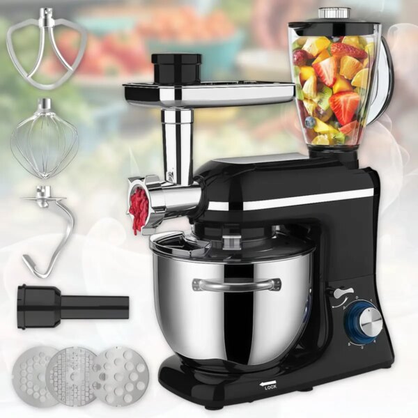 Кухонный комбайн с мясорубкой и блендером на 6 скоростей RAF R.6609B 1500W