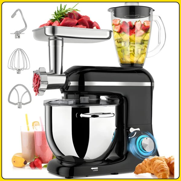 Кухонный комбайн с мясорубкой и блендером на 6 скоростей RAF R.6609B 1500W