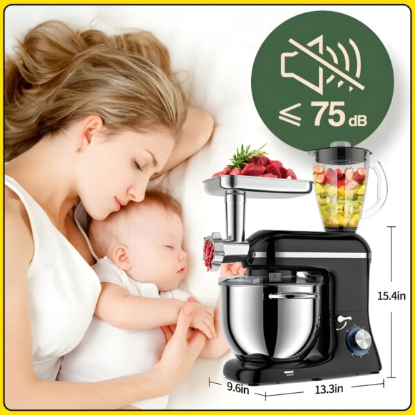 Кухонный комбайн с мясорубкой и блендером на 6 скоростей RAF R.6609B 1500W