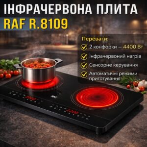 Двухконфорочная инфракрасная плита с сенсорным управлением RAF R.8109 4400W