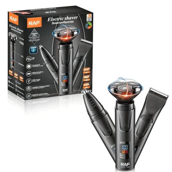 Аккумуляторная электробритва с 3 насадками для ухода за лицом RAF R.11203