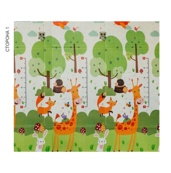Детский складной термоковрик POPPET «Весёлый жираф / Загадочный лес» 200×180×1 см, XPE, с сумкой