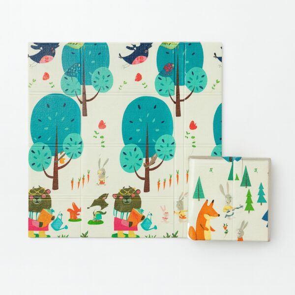 Детский складной термоковрик POPPET «Весёлый жираф / Загадочный лес» 200×180×1 см, XPE, с сумкой