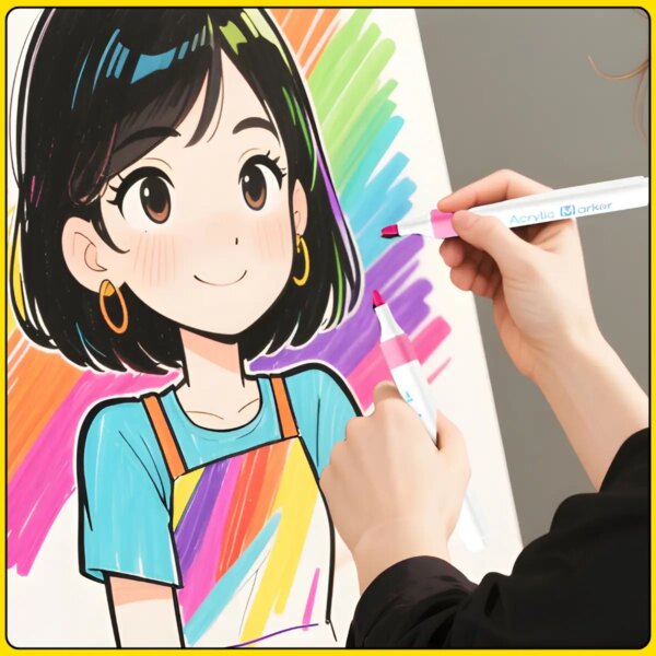 Набор акриловых маркеров 24 цвета Acrylic Marker MAP-03 для рисования на любых поверхностях в кейсе
