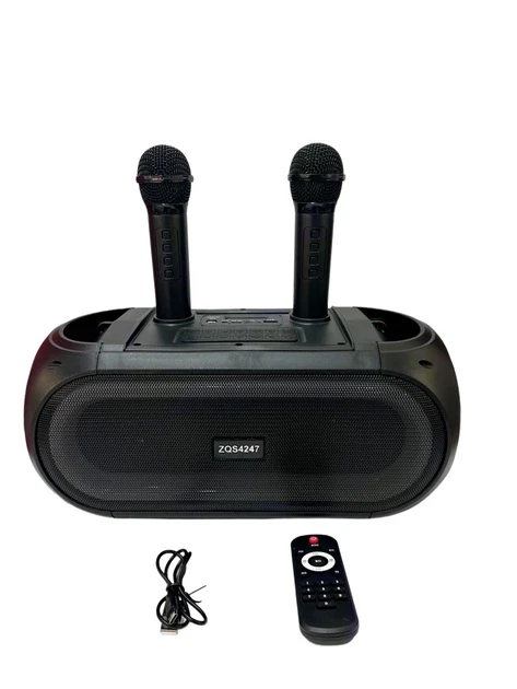 Портативная Bluetooth колонка ZQS4247 16Вт с 2 микрофонами караоке USB TF FM AUX