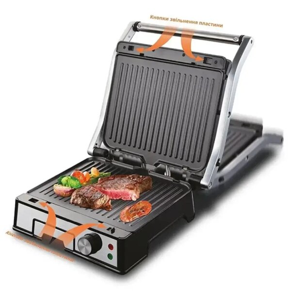 Электрический контактный гриль 3000Вт, BBQ BITEK BT-2687 / Прижимной электрогриль с регулировкой температуры