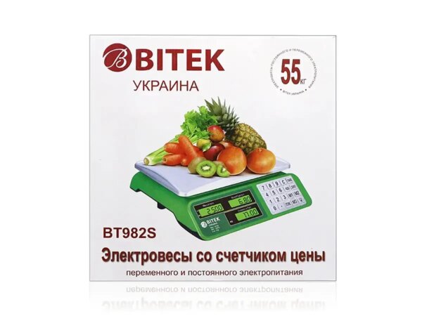 Весы электронные торговые 55кг 4В металлические кнопки BITEK YZ-982S 5шт 9446