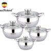 Набор кастрюль Haus Roland HR113-2, 4 шт из нержавеющей стали 1,9/2,6/3,6/6,1 л. Серебристый (HR113-2)