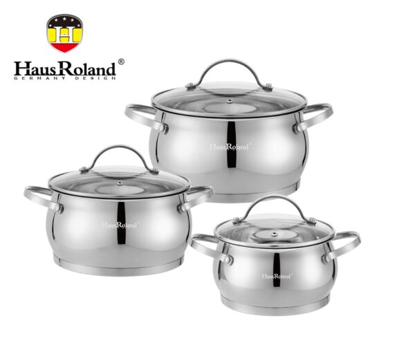 Набор кастрюль Haus Roland HR114-1, 3 шт из нержавеющей стали 1,9/2,7/3,6 л. Серебристый (HR114-1)