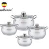 Набор кастрюль Haus Roland HR115-1, 4 шт из нержавеющей стали 2,1/2,9/3,9/6,3 л. Серебристый (HR115-1)