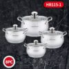 Набор кастрюль Haus Roland HR115-1, 4 шт из нержавеющей стали 2,1/2,9/3,9/6,3 л. Серебристый (HR115-1)