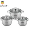 Набор кастрюль Haus Roland HR176-1, 3 шт из нержавеющей стали 2,9/3,9/5,1 л. Серебристый (HR176-1)