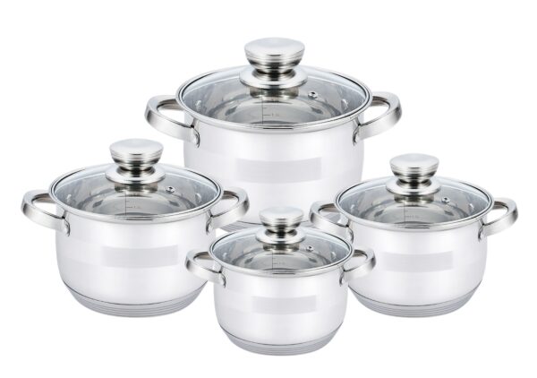 Набор кастрюль Haus Roland HR131-5, 4 шт из нержавеющей стали 2,1/2,8/3,9/6,1 л. Серебристый (HR131-5)