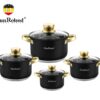 Набор кастрюль Haus Roland HR131-7, 4 шт из нержавеющей стали 2,1/2,9/3,9/6,1 л. Черный (HR131-7)