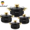 Набор кастрюль Haus Roland HR131-10, 4 шт из нержавеющей стали 2,1/2,8/3,9/6,1 л, с гранитным покрытием. Черный (HR131-10)