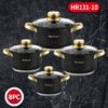 Набор кастрюль Haus Roland HR131-10, 4 шт из нержавеющей стали 2,1/2,8/3,9/6,1 л, с гранитным покрытием. Черный (HR131-10)