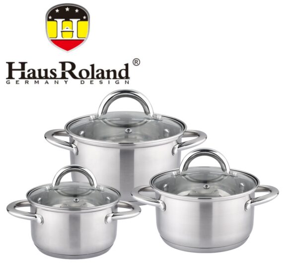 Набор кастрюль Haus Roland HR151-6, 3 шт из нержавеющей стали 2,7/3,6/4,7 л. Серебристый (HR151-6)