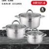 Набор кастрюль Haus Roland HR151-6, 3 шт из нержавеющей стали 2,7/3,6/4,7 л. Серебристый (HR151-6)