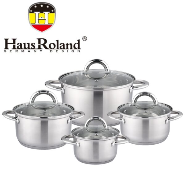Набор кастрюль Haus Roland HR151-7, 4 шт из нержавеющей стали 1,9/2,7/3,6/4,7 л. Серебристый (HR151-7)