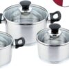 Набор посуды Haus Roland GS-01139R-6PC, 6 предметов из нержавеющей стали 1,9/3,6/6,1 л, с бакелитовыми ручками. Серебристый (GS-01