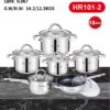 Набор посуды Haus Roland HR101-2,12 предметов из нержавеющей стали: кастрюли 1,9/2,7/3,6/6,1 л, ковш 1,9 л, сковорода 2,9 л (HR101