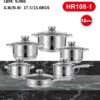 Набор посуды Haus Roland HR108-1, 12 предметов из нержавеющей стали: кастрюли 1,9/2,7/3,6/6,1 л, ковш 1,9 л, сковорода 2,9 л (HR10