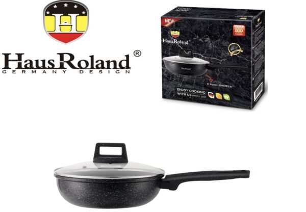 Сковорода Haus Roland HR167-5, 28 см, алюминиевая, 4,3 л, с крышкой. Черный (HR167-5)