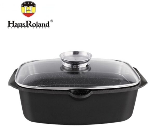 Сковорода-жаровня Haus Roland HR145-1, 32 см, алюминиевая, 7,6 л, с крышкой. Черный (HR145-1)