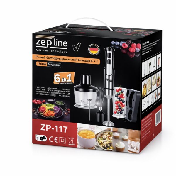 Погружающий блендер 6 в 1 Zepline ZP-117 1500 Вт кухонный многофункциональный блендер с насадками, измельчитель, венчик, миксер