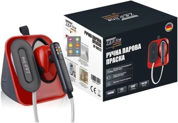 Zepline ZP-00222 Pro – ручной отпариватель, Красный 3000 Вт, подача пара 50 г/мин