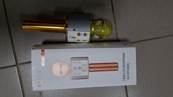 УЦЕНКА! Микрофон караоке WSTER ART: WS-858 Bluetooth USB AUX FM GOLD (Ржавчина на корпусе 2385)