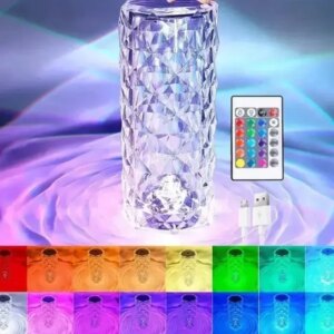 УЦЕНКА! Настольная аккумуляторная лампа с пультом 22см ночник Роза RGB Crystal Rose.(Плохая упаковка, трещина на корпусе 3274)