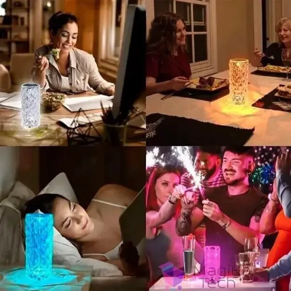 УЦЕНКА! Настольная аккумуляторная лампа с пультом 22см ночник Роза RGB Crystal Rose.(Плохая упаковка, трещина на корпусе 3274)