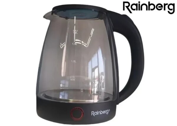 УЦЕНКА! Стеклянный чайник Rainberg RB-2240 Дисковый 2200W (Плохая упаковка 3188)