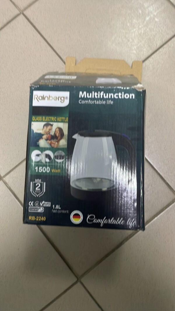 УЦЕНКА! Стеклянный чайник Rainberg RB-2240 Дисковый 2200W (Плохая упаковка 3188)