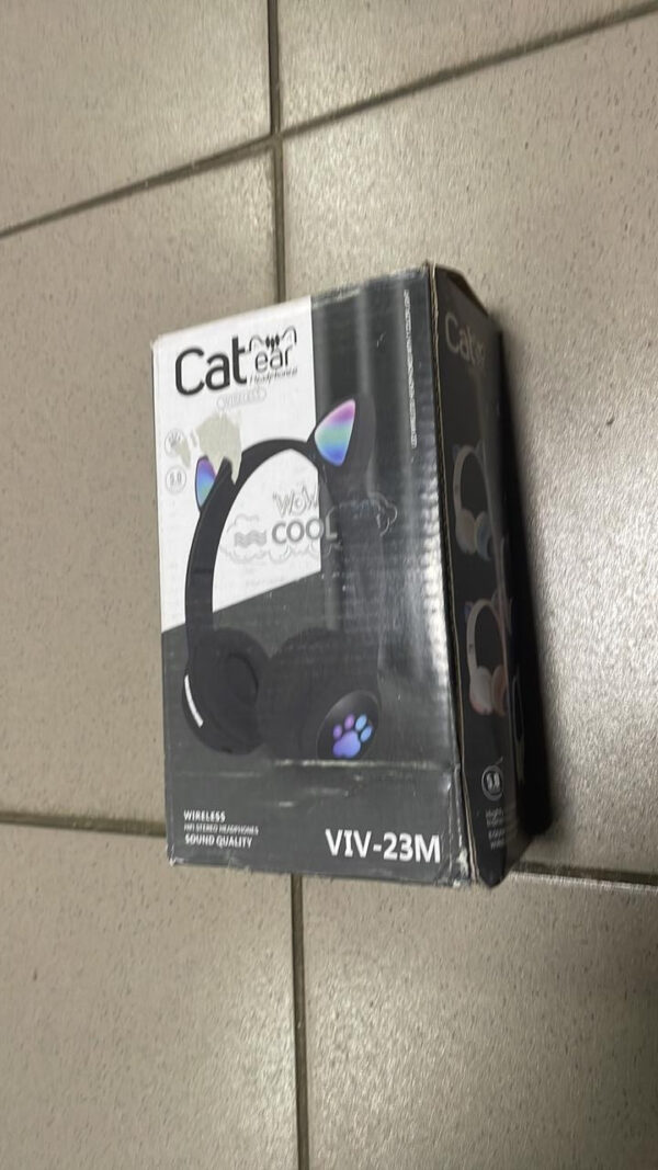 УЦЕНКА! Беспроводные детские Bluetooth наушники с ушками и подсветкой Cat-23M Черный (Плохая упаковка 3197)