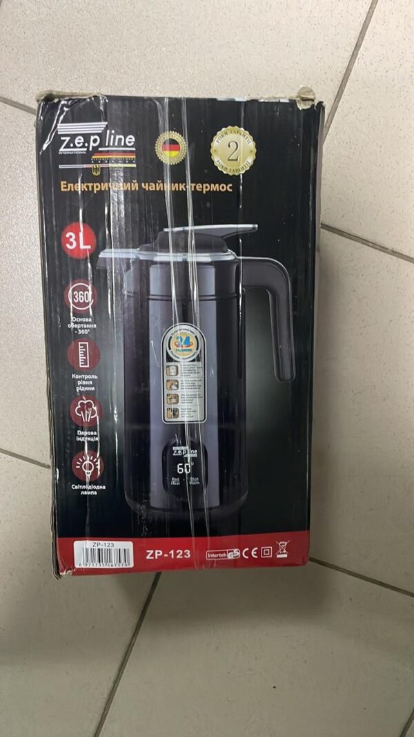 УЦЕНКА! Электрочайник-термос Zepline ZP-123-R, 3 л, 2200 Вт, поддержание температуры, нержавеющая сталь (Плохая упаковка 3222)