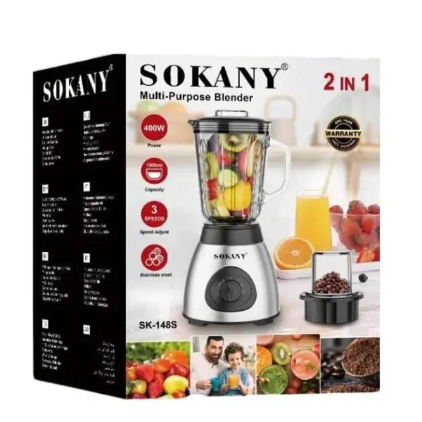 УЦЕНКА! Многофункциональный стационарный блендер Sokany 400Вт с объемом чаши 1.5л SK-148 (Плохая упаковка 3254)