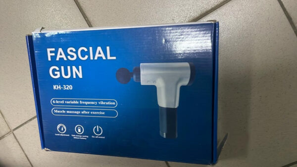 УЦЕНКА! Портативный ручной массажёр пистолет с 4 насадками Fascial Gun KH-320 Серый вибрационный пистолет (Плохая упаковка 3270)