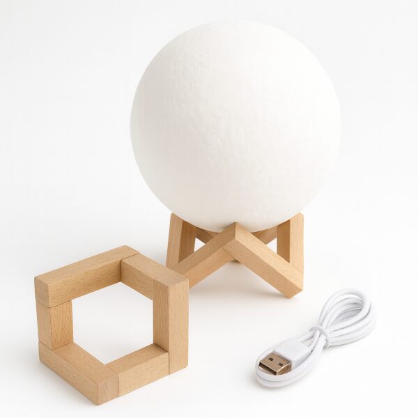 УЦЕНКА! Светильник-ночник 3D слой Луна Moon Lamp на деревянной подставке 15 см (Плохая упаковка 3301)